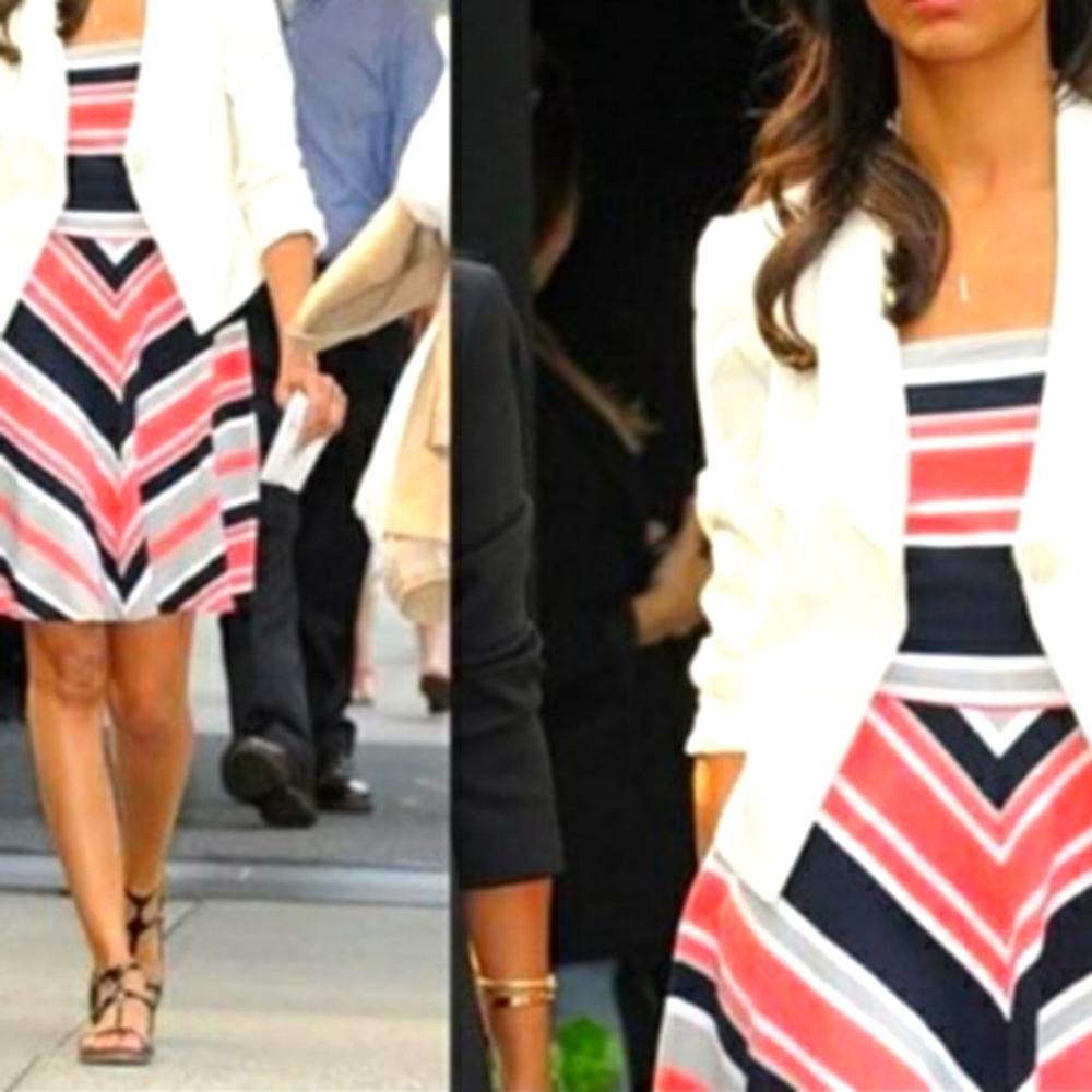Milly Pink, Striped Sleeveless Spring Knit Career /Wedding Guest Dress 00P.